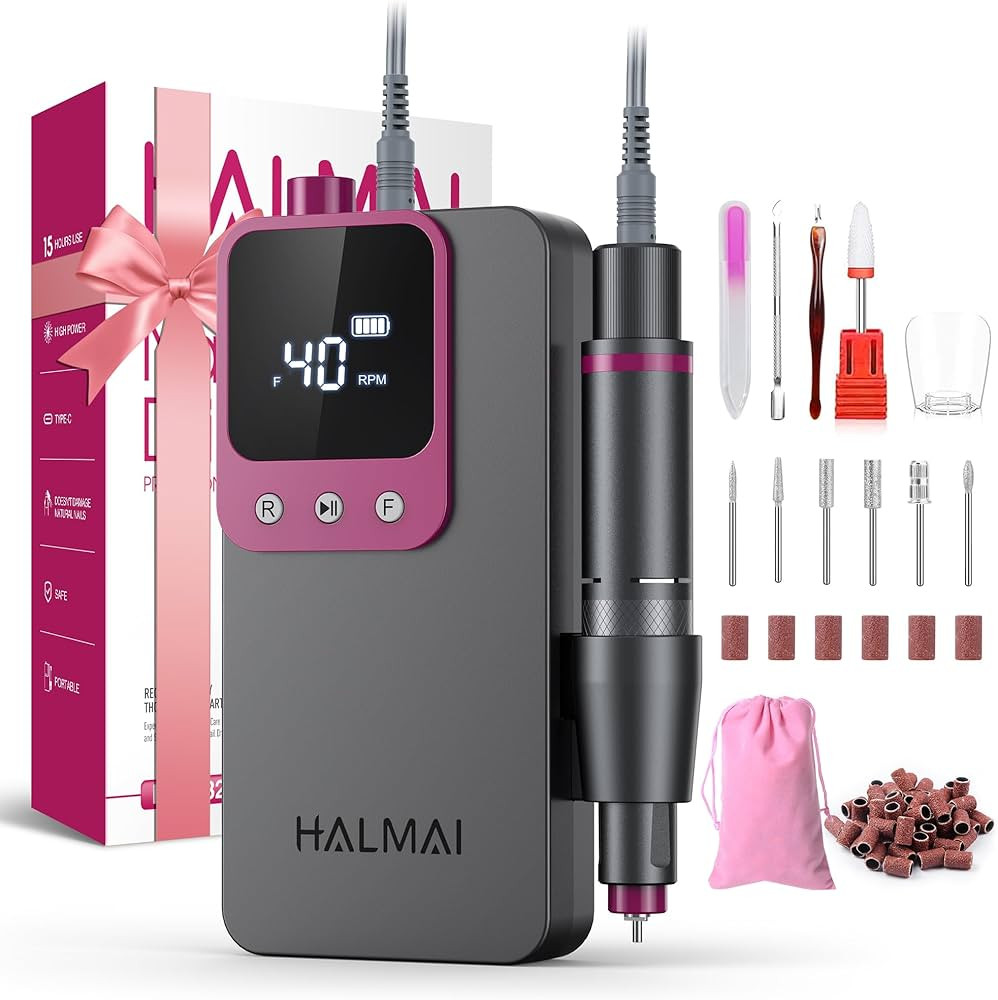 Electric Nail Drill Professional, Portable Nail File for Acrylic Gel Nails, Cordless Rechargeable... | Amazon (US)