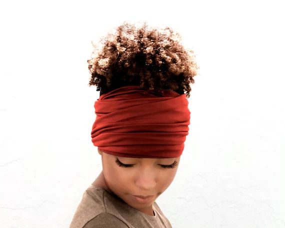 Rust Orange Boho Head Wrap Wide Headband Multipurpose | Etsy | Etsy (US)