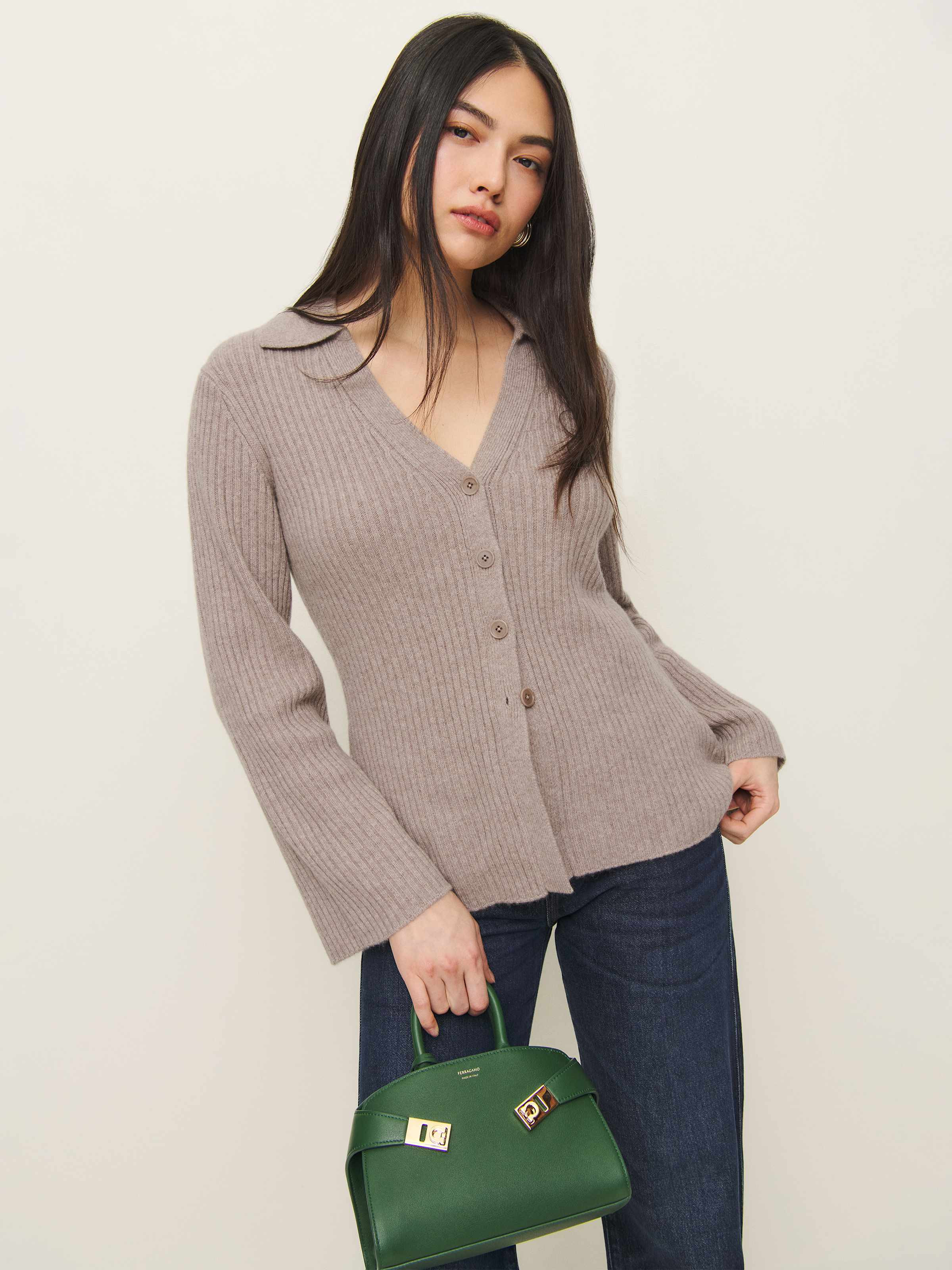 Shea Cashmere Collared Cardigan | Reformation (Global)