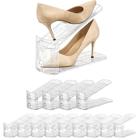 Adjustable Shoe Slots Organizer,12PACK Transparent Shoe Stackers Shoe Rack Holder Shoe Space Save... | Amazon (US)