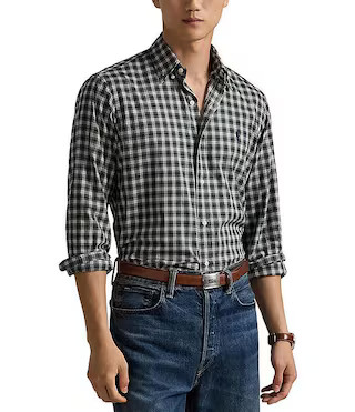 Polo Ralph Lauren Classic-Fit Plaid Twill Plaid Long-Sleeve Woven Shirt | Dillard's | Dillard's