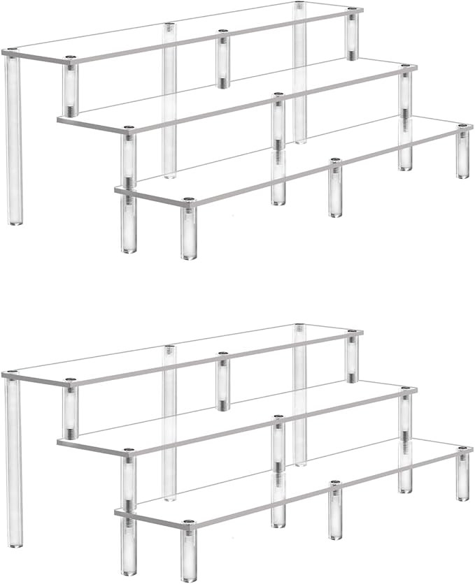 Acrylic Riser Display Shelf, 3 Tier Acrylic Shelves for Figures, 15.8 Inch | Amazon (US)