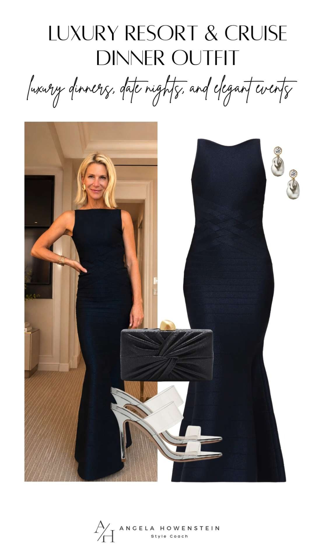 Elegant Black Dress Outfit for Cruise Dinners and Luxury Evenings.  

 #LTKootd #LTKSeasonal #LTKOver40