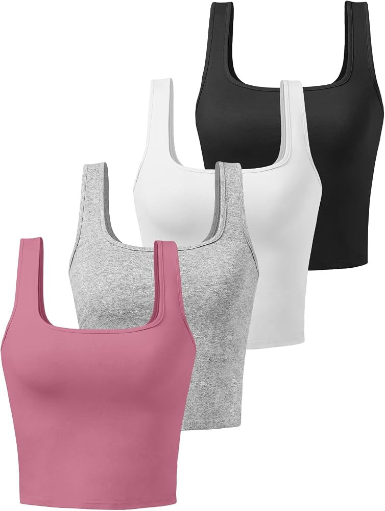 Joviren Cotton Workout Crop Tank Top for Women Racerback Yoga Tank Tops Athletic Sports Shirts Ex... | Amazon (US)