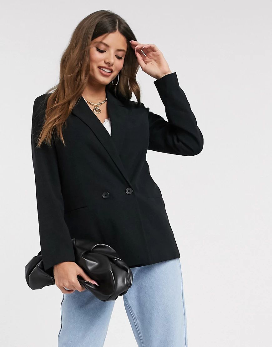 Vero Moda double breasted blazer in black | ASOS (Global)