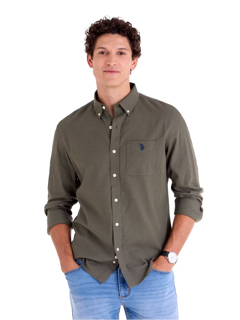 U.S. Polo Assn. Men's Poplin Long Sleeve Button-Down Shirts | Walmart (US)