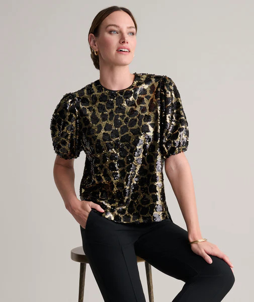 Sequinned Leopard Roxie Shirt | UNTUCKit (US)
