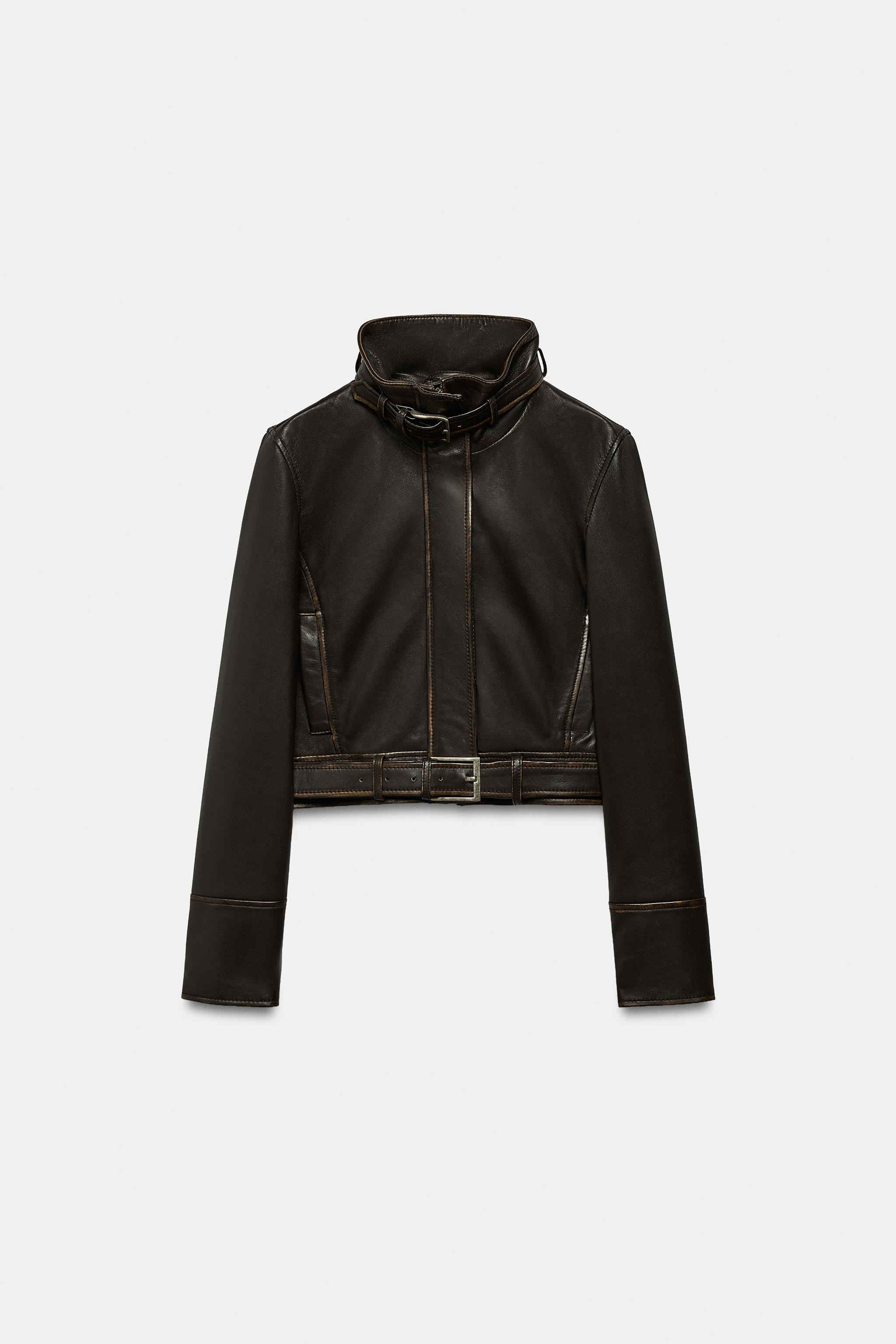 DISTRESSED 100% LEATHER JACKET | Zara US