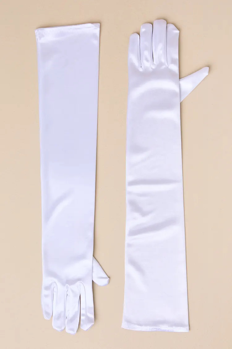 Sophisticated Affection White Satin Elbow-Length Gloves | Lulus