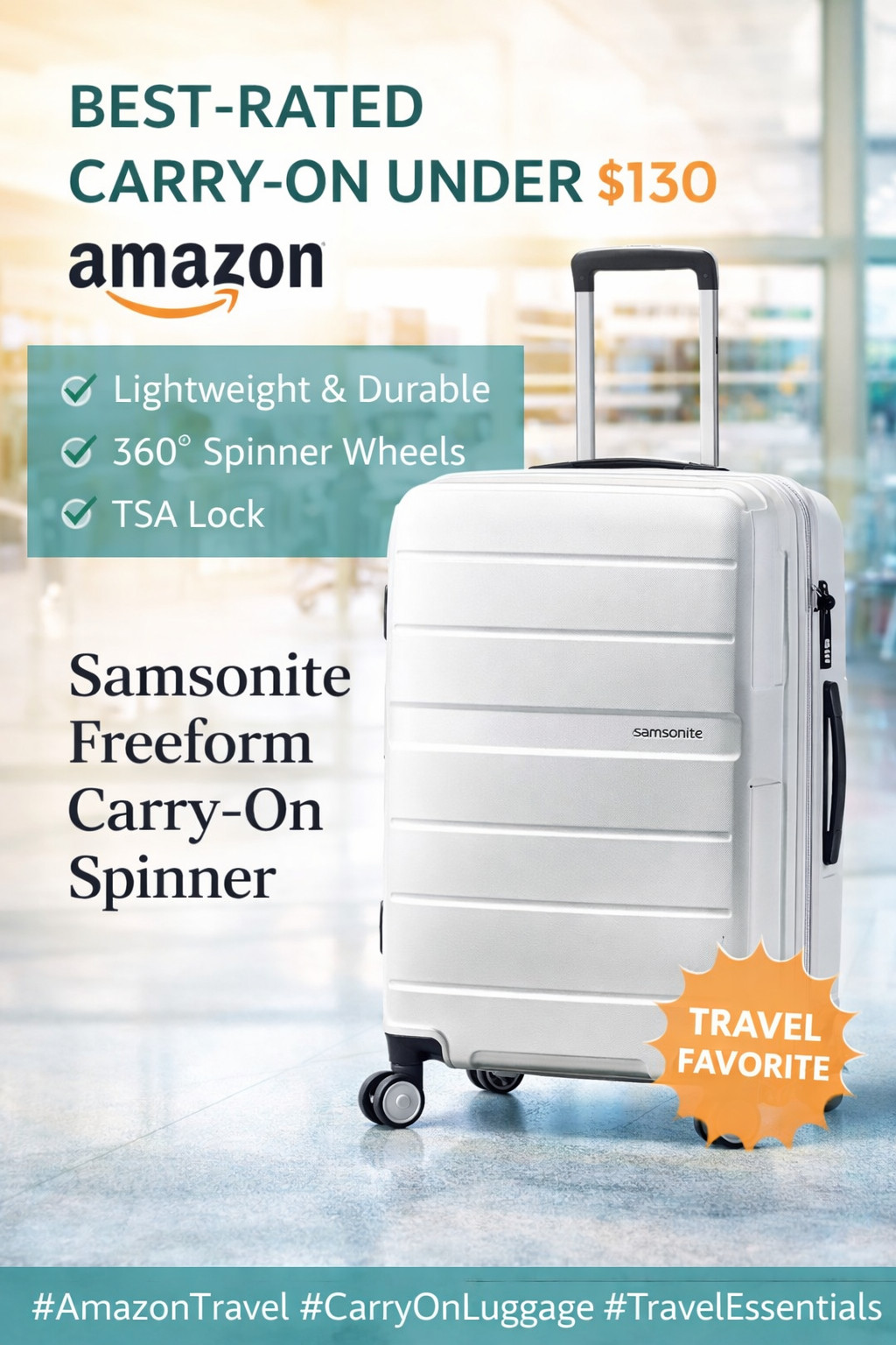 This is one of the best carry-on suitcases on Amazon — the Samsonite Freeform Spinner is lightweight, durable, and perfect for travel. With 360° spinner wheels, a TSA lock, and expandable storage, it’s ideal for weekend trips, vacations, and frequent flyers. This is an affiliate link, which means I may earn a small commission at no extra cost to you.
#AmazonTravel #CarryOnLuggage #TravelEssentials #AmazonFinds #LuggageRecommendation #TravelHacks #FrequentFlyer #AmazonMustHaves #VacationPacking #TravelGear 

 #LTKSaleAlert #LTKTravel