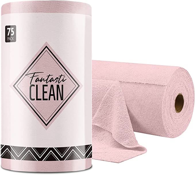 Fantasticlean Microfiber Cleaning Cloth Roll -75 Pack, Tear Away Towels, 12" x 12", Reusable and ... | Amazon (US)