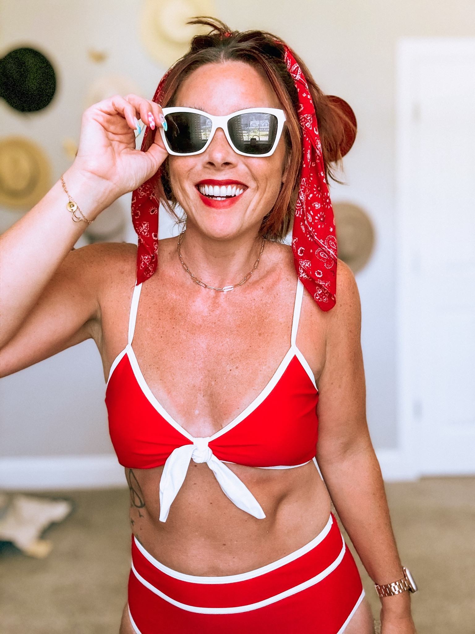 The cutest swimsuit for the 4th of July or any day of the summer (it comes in many colors!!). I’m in a medium and it has amazing coverage and is super comfortable - doesn’t squeeze or show too much of my booty! Comes in tons of colors: neutrals and neons! 

Amazon swim. High waisted swimsuit. Two piece bathing suit. Red bathing suit  

#LTKStyleTip #LTKSwim #LTKSummerSales