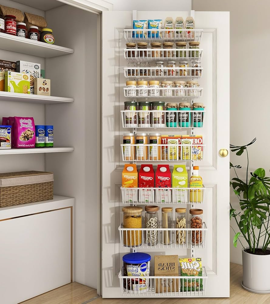 Over The Door Pantry Organizer, Wall Mount Spice Rack, Pantry Hanging Storage and Organization, 9... | Amazon (US)
