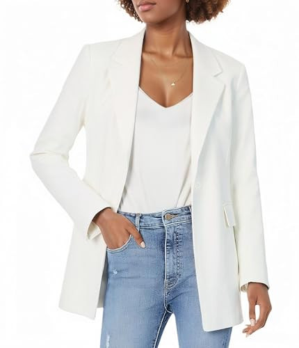 Beninos Womens Long Sleeve Blazers Business Casual Solid Lightweight Suit Jacket Office Blazer (2302C White, XL) | Amazon (US)