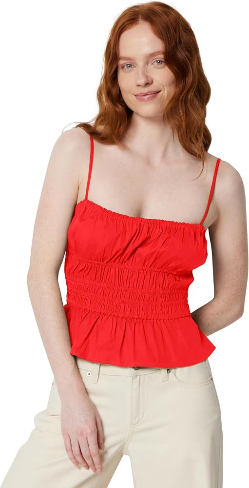 Amazon Essentials Women's Regular-Fit Smocked Cotton Stretch Poplin Tank | Amazon (US)