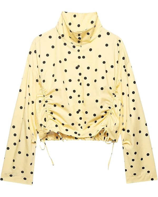 Women’s Oversized Polka Dot Jacket Long Sleeve Stand Collar Button Up Jackets Coats | Amazon (US)