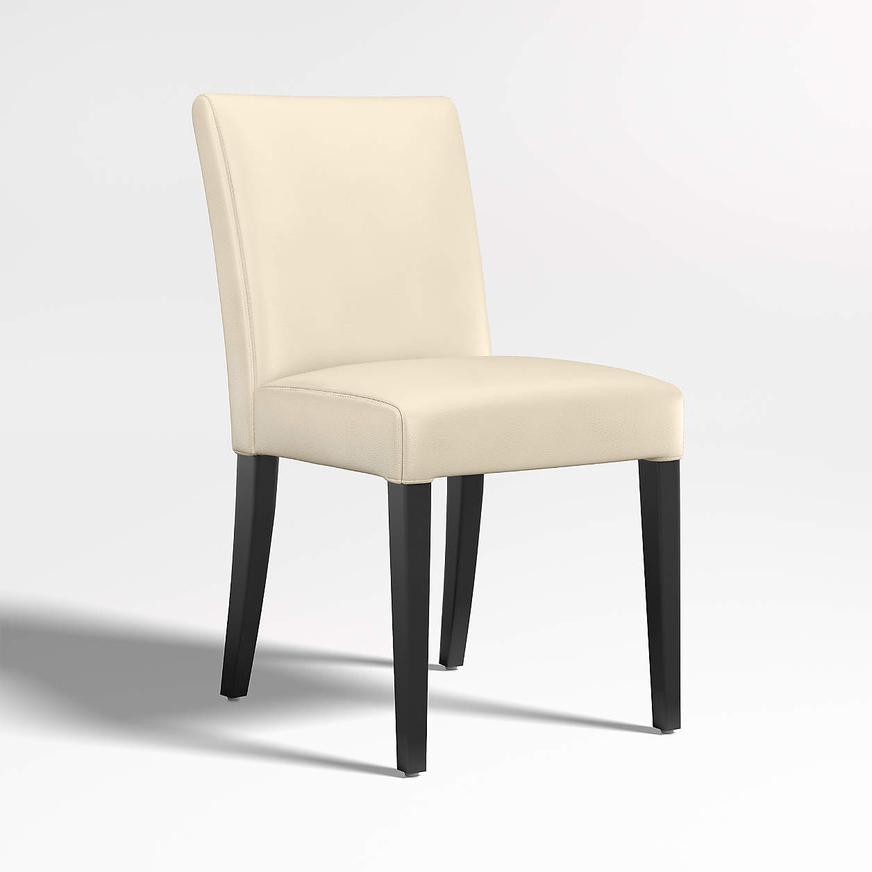 Lowe Ivory Leather Dining Chair with Ebony Wood Legs + Reviews | Crate & Barrel | Crate & Barrel
