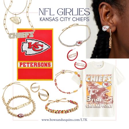For the NFL girlies out there… The cutest Kansas City Chiefs tee, blankets, and jewelry. Love the layering necklaces, bracelet stacks, and earrings. Great for gifting!

#LTKSeasonal #LTKGiftGuide #LTKfindsunder50