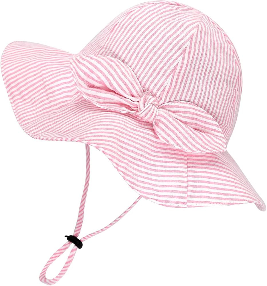 Toddler Kids Baby Girl Breathable Sun Hat Cotton Foldable 50+ SPF Protective | Amazon (US)