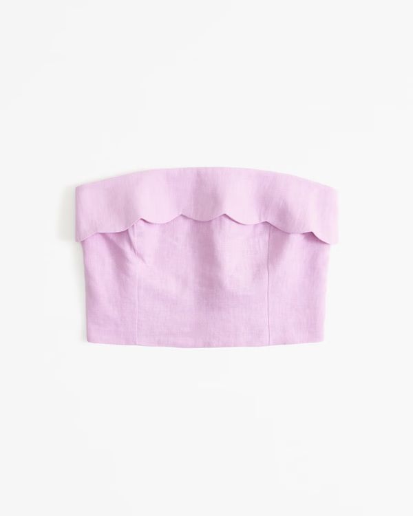 Women's Premium Linen Strapless Scallop Set Top | Women's Tops | Abercrombie.com | Abercrombie & Fitch (US)