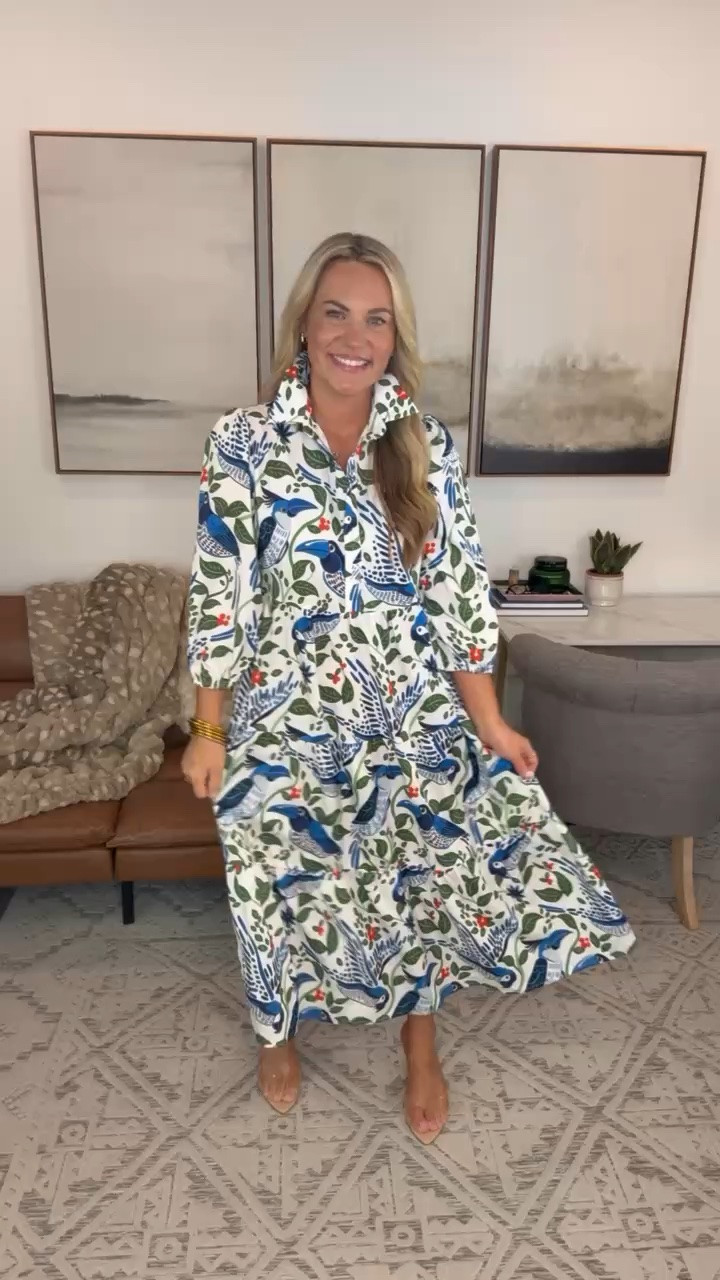 This bird print midi dress has so much personality while still feeling easy to wear. I love the crisp collar, relaxed shape, and tiered skirt for a look that works for the office, lunch, or an early fall event.

bird print dress, printed midi dress, collared dress, fall dress, office outfit, work dress, tiered midi dress, early fall style, colorful dress, transitional outfit, AudrieDollins

#LTKWorkwear #LTKOver40 #LTKSeasonal
