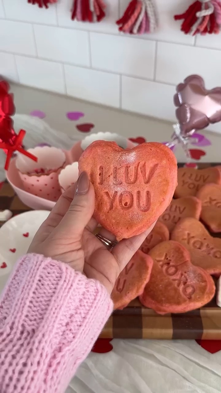 This is your sign to make a valentines waffle board with the new @bydash x Sweethearts mini waffle makers 💕 They make it so easy to create a special breakfast or snack for the kids! Comment waffle and I’ll send you the links #bydash #dashxsweethearts