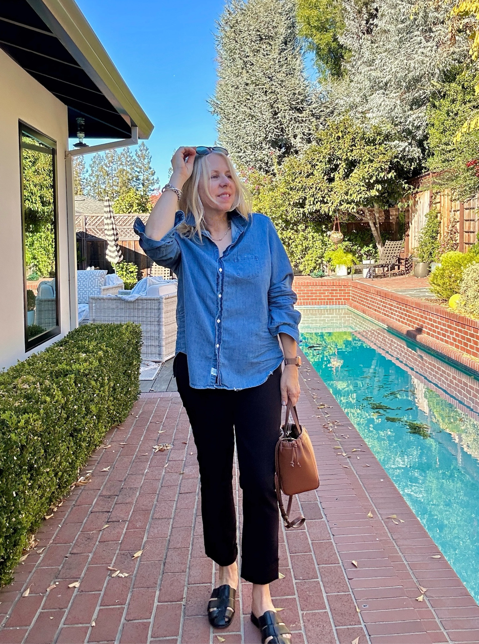 My throw on and look put together duo is the Eileen denim shirt and the Derry pull on black denim pants from @frankandeileen. This is also the perfect travel look and I want to live in these pants, which feel amazing on. 

#frankandeileen #frankandeileenpartner #WearLoveRepeat #californiastyle #fallstyling 

#LTKOver40 #LTKTravel #LTKStyleTip