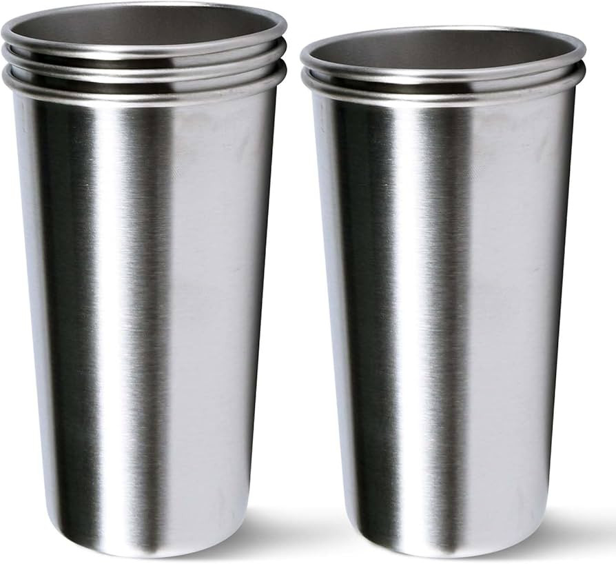 5 Pack 20 Ounce Stainless Steel Pint Cups Shatterproof Cup Tumblers Unbreakable Metal Drinking Gl... | Amazon (US)