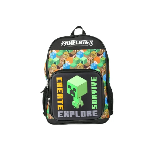 Minecraft Creeper "Create, Survive, Explore" Boys' 17" Light Up Backpack, Black/Green | Walmart (US)