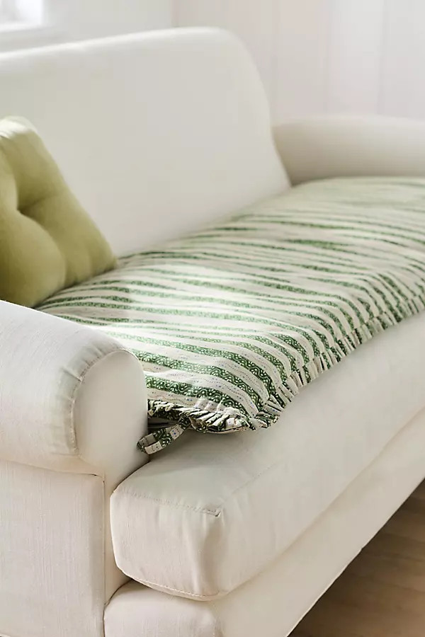 Cotton Printed Ruffle Sofa Topper | Anthropologie (US)
