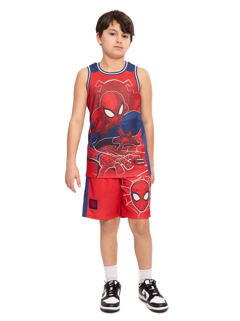 Spider Man Boys Basketball Jersey and Shorts Set, 2-Piece, Sizes 4-12 | Walmart (US)