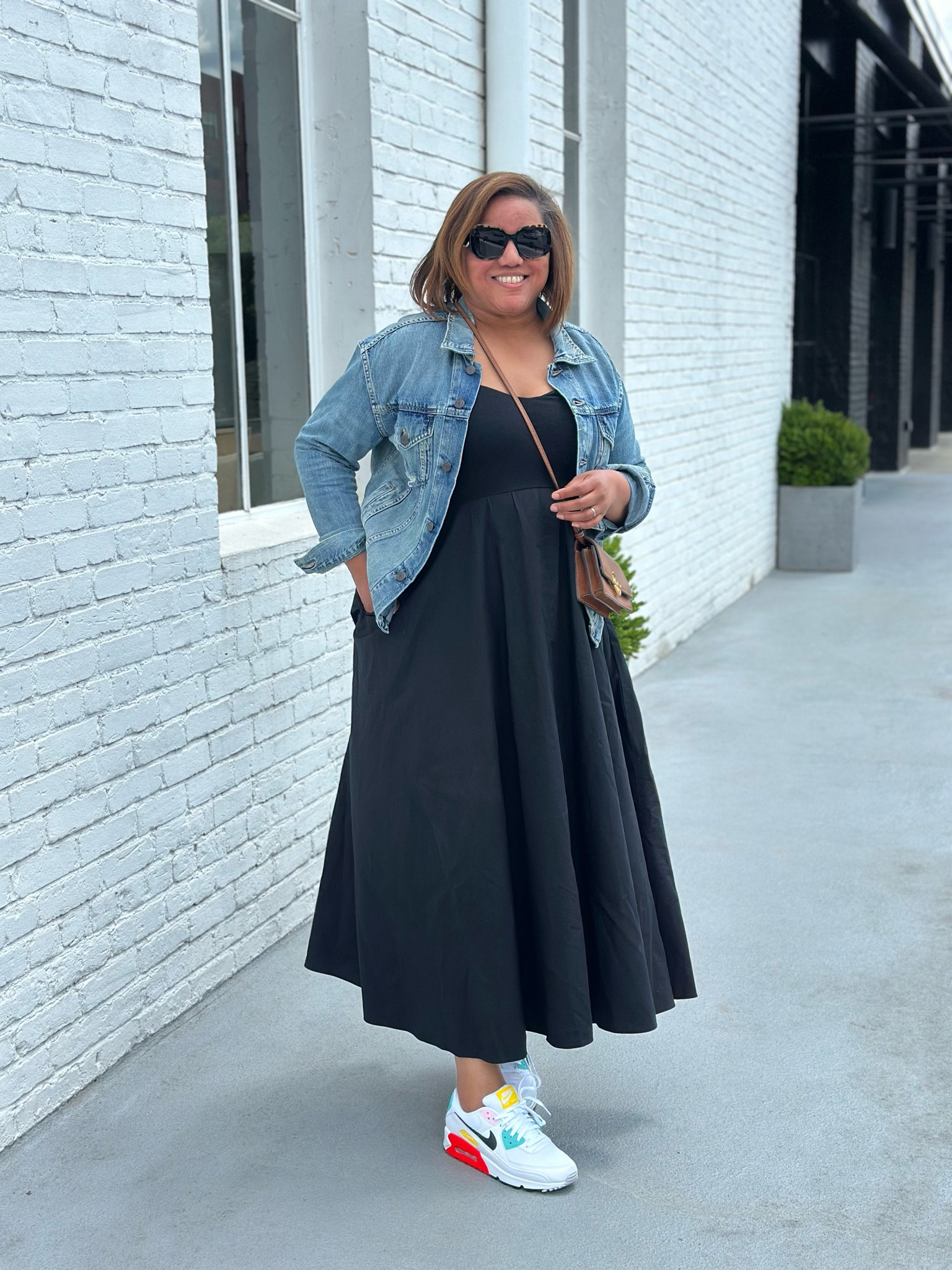 OOTD!  This dress is INCREDIBLE!!!  The fit is fantastic and the quality is, too!  There is a built in bra, but I wore my bra, too!  I purchased a size XL, so fit is TTS! 👗🖤🖤🖤

Code JUST4MOM gets 25% off my sneakers. The sneakers fit is TTS! 

#LTKShoeCrush