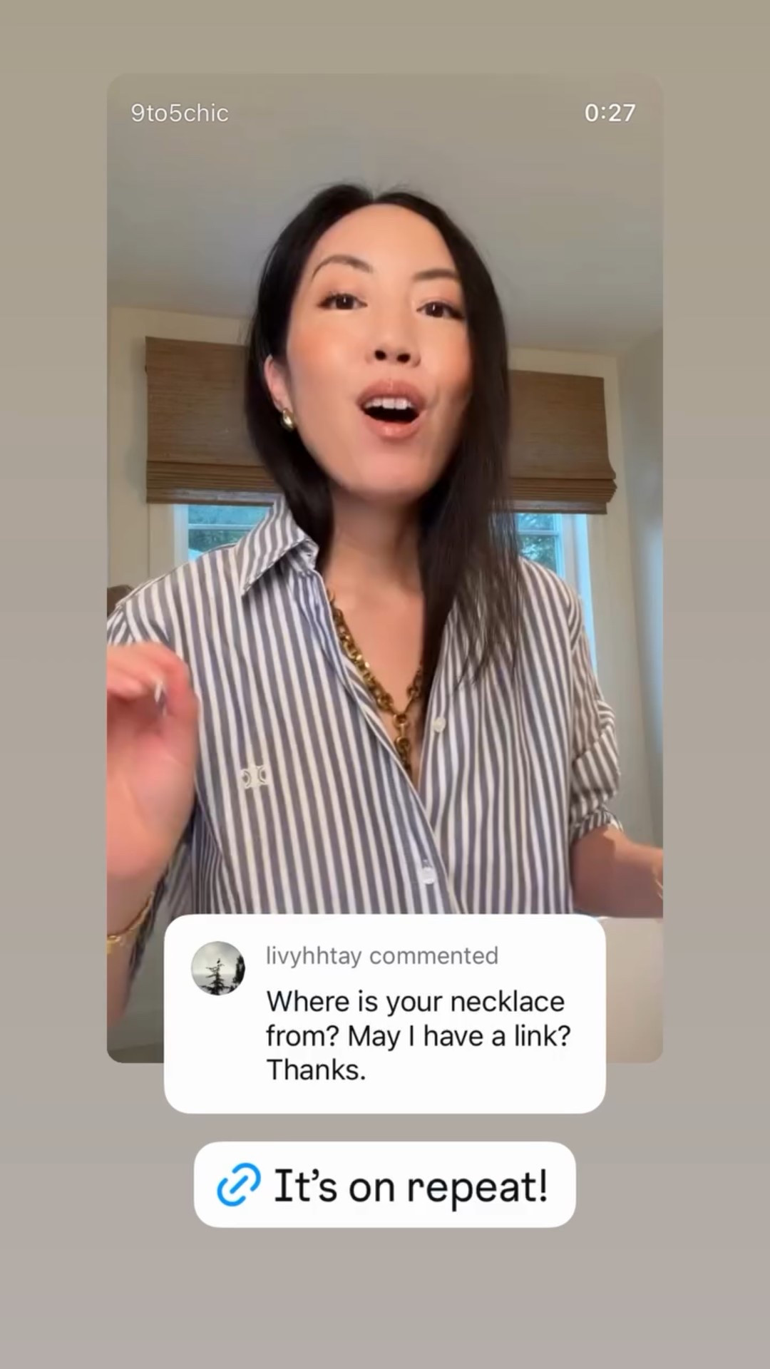 Style tip!

Linked my necklace and similar striped shirts

#classicstyle
#stripedshirt
#longskirt
#goldnecklace
#chainlinknecklace



#LTKWorkwear #LTKstorytime #LTKootd