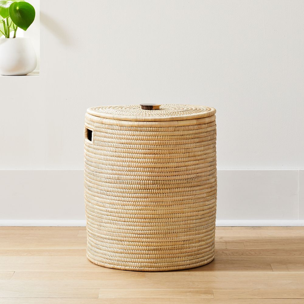 Wooden Handle Lidded Hampers | West Elm (US)