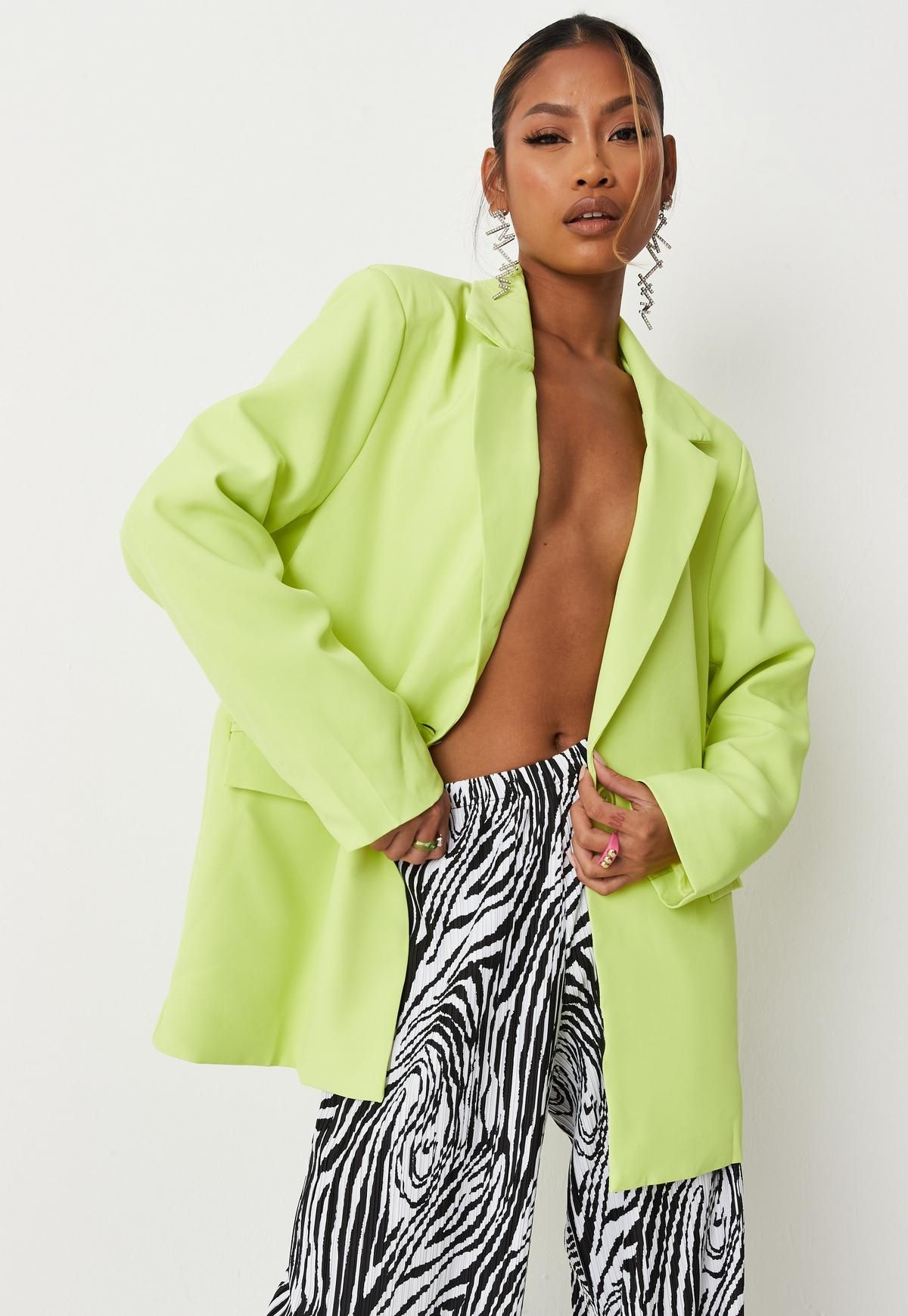 Neon Green Co Ord Oversized Blazer | Missguided (US & CA)