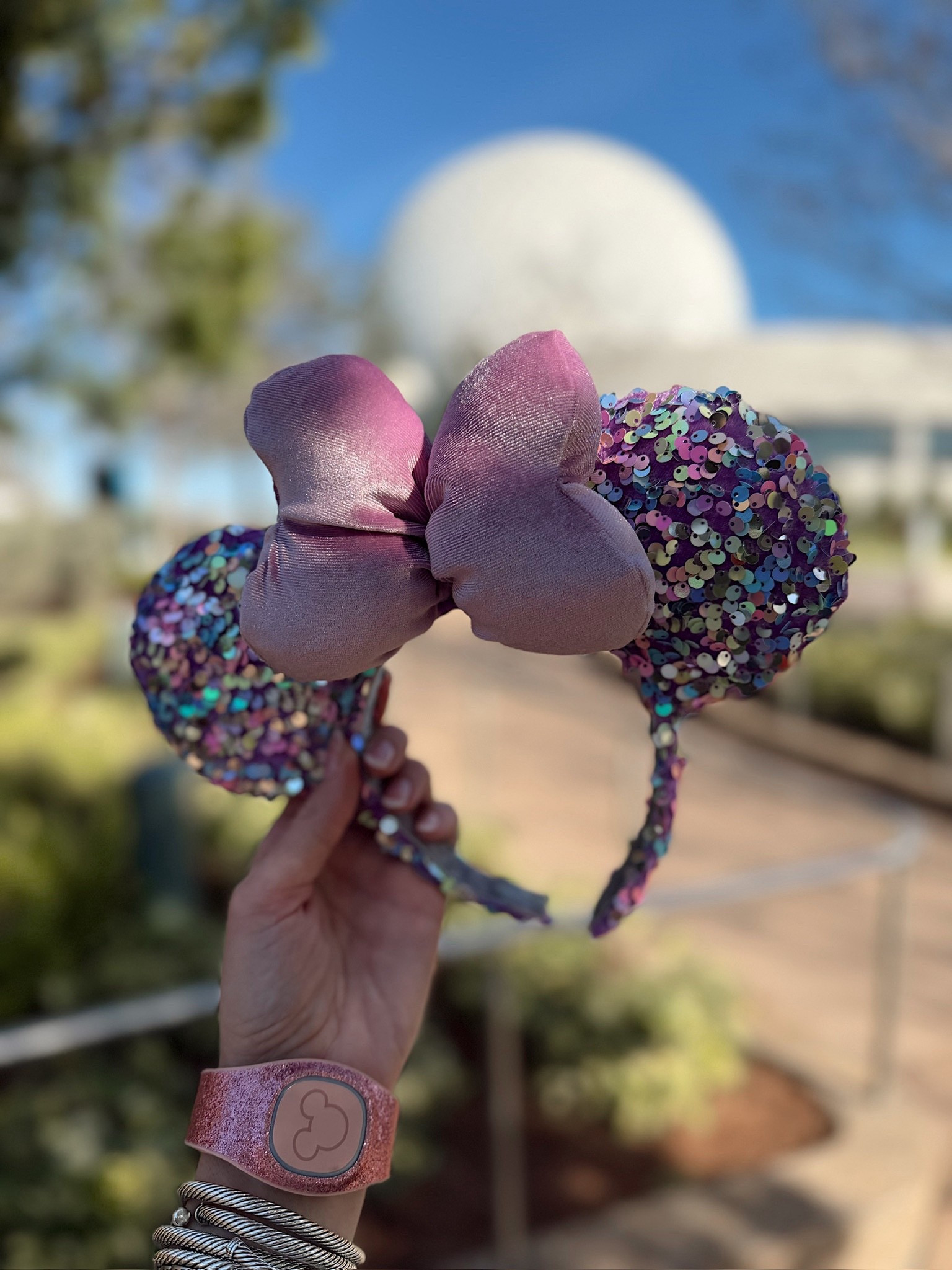 A moment for my gorgeous velvet sequin ears and pink glitter magic band at Epcot today! 

#LTKootd #LTKTravel #LTKSeasonal