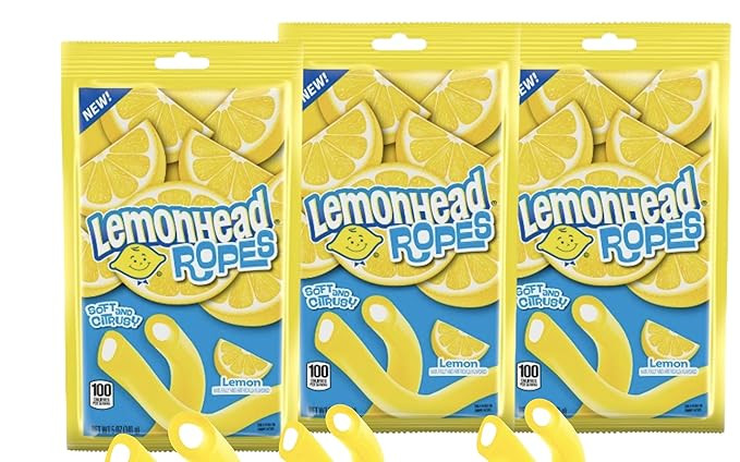 Lemon Ropes - Soft Chewy Candy, Sweet and Sour Lemon Flavor, 3 oz Bags, 3 Pack | Amazon (US)