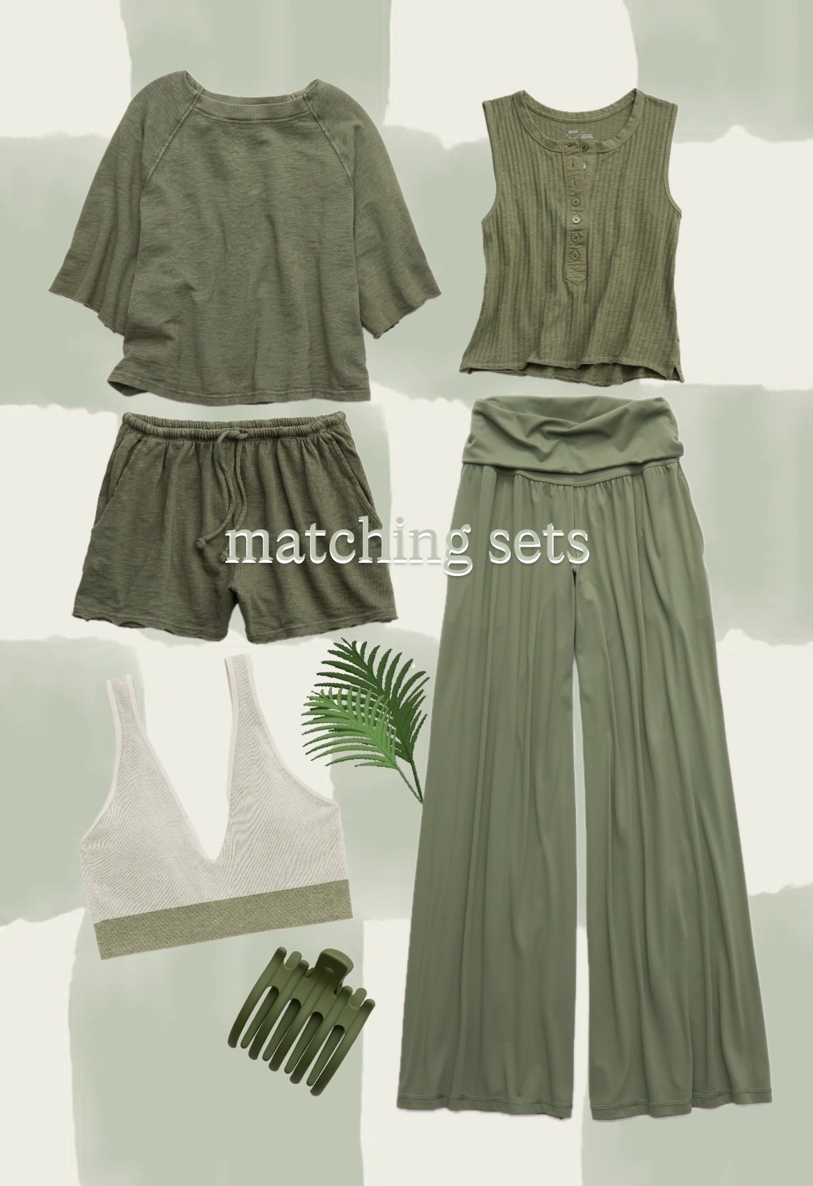 Aerie matching sets never miss! 30% off a lot of it for rewards members and sales on additional items. 

Spring break 
Olive green 
Sports bra
Loungewear 


#LTKmomlife #LTKSaleAlert #LTKSpringSale