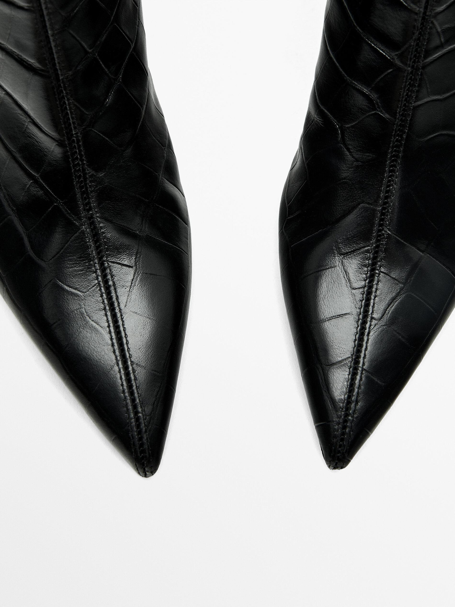 Mock croc embossed ankle boots | Massimo Dutti UK