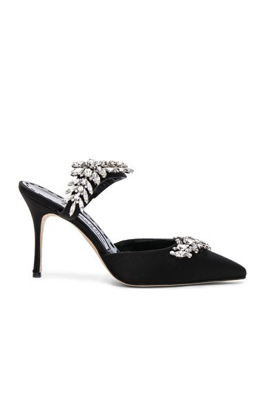Manolo Blahnik Satin Lurum 90 Heels in Black | FWRD 