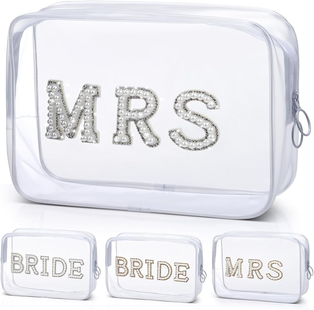 MRS Clear Cosmetic Bag, Bachelorette Gifts for Bride Makeup Bag, Portable PVC Travel Toiletry Bag... | Amazon (US)