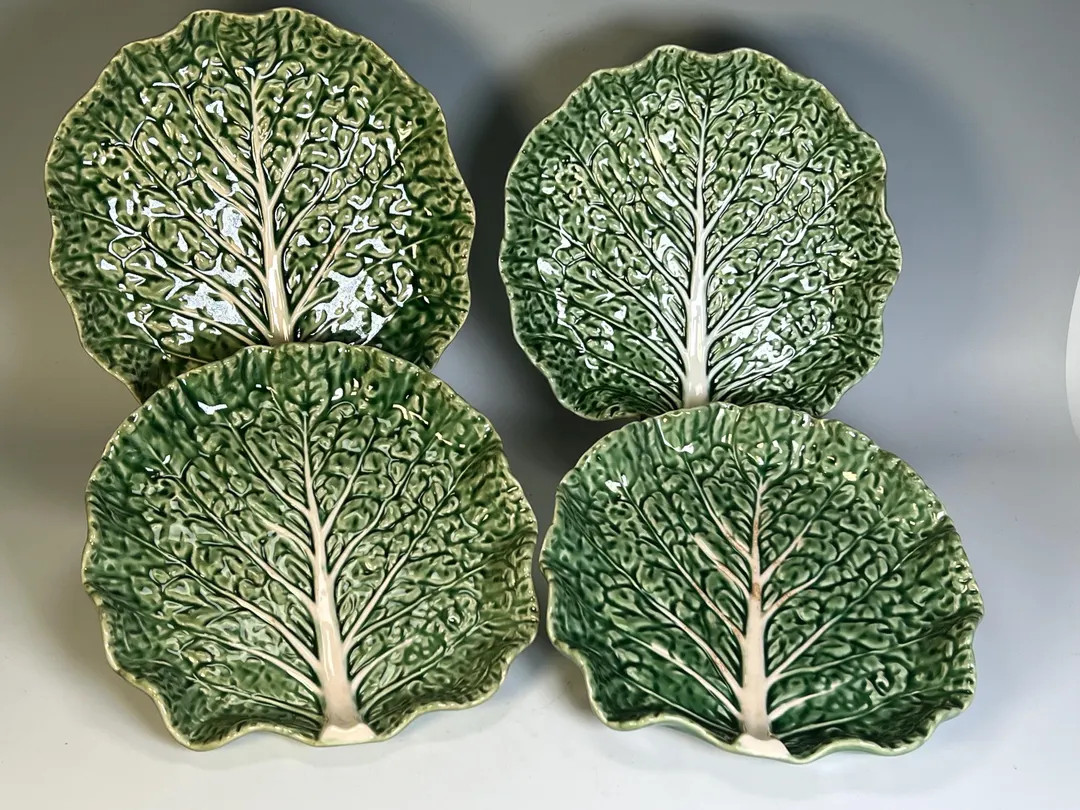 Bordallo Pinheiro Portugal Majolica Green Cabbage Leaf Bowls Set of 4 -B | Etsy (US)