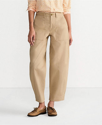 Women's Chino High Rise Barrel Leg Utility Ankle Pants | Macy's
