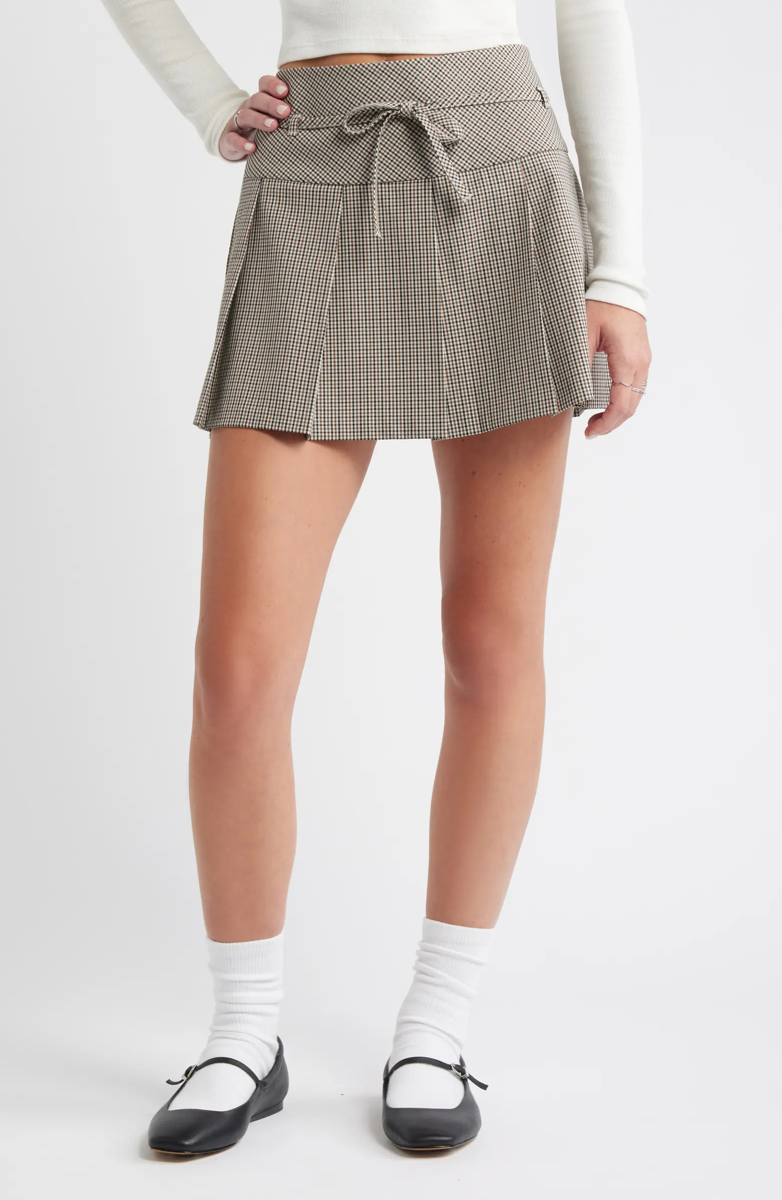 Pleated Belted Plaid Minskirt | Nordstrom