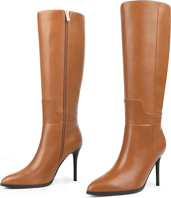 MERUMOTE Stiletto Knee High Boots Women Sexy Pointed Toe Zipper High Heels Boots | Amazon (US)