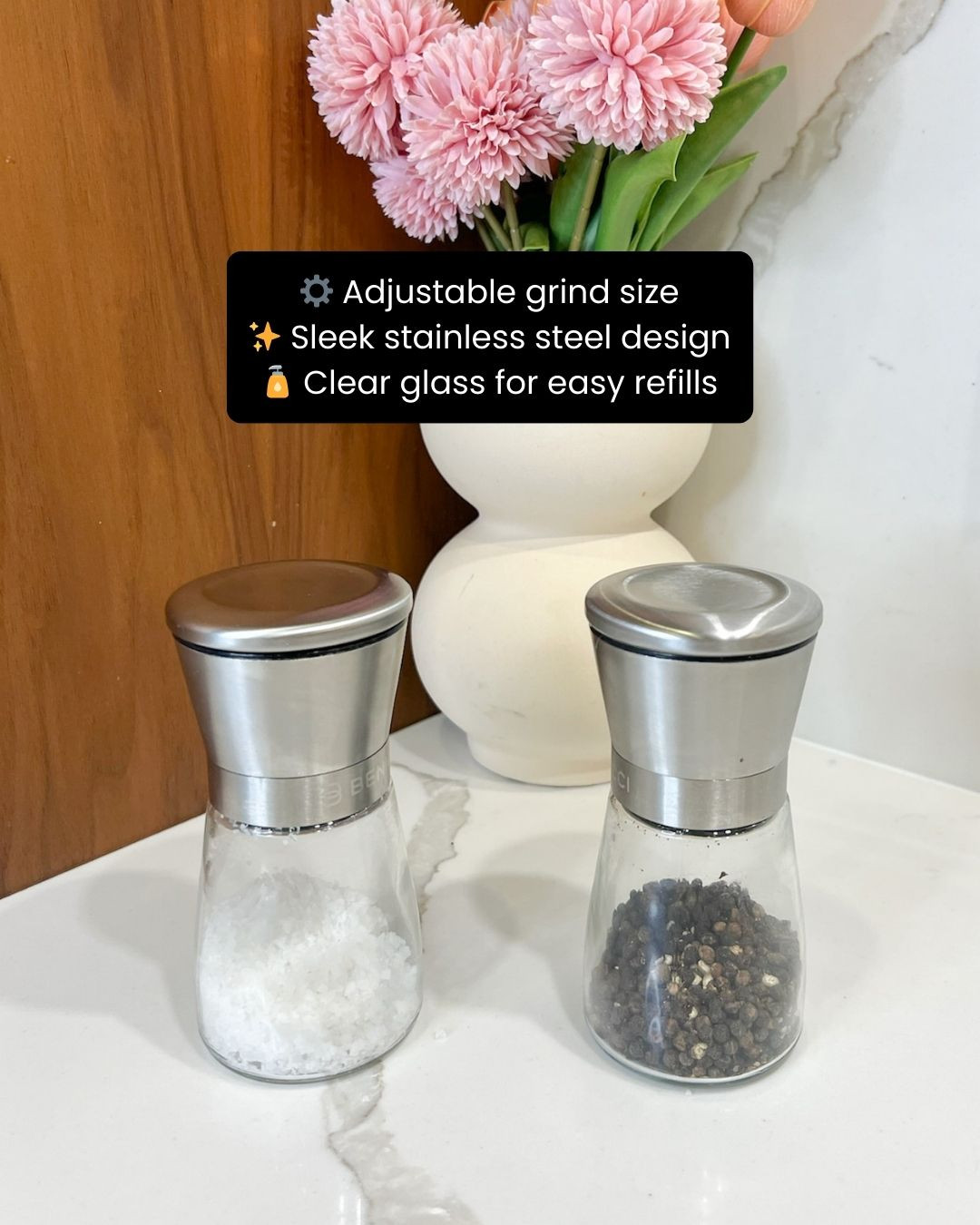 Upgrade your countertop with this Stainless Steel Salt & Pepper Grinder Set (2-piece) 🧂✨ Sleek, sturdy, and designed for smooth grinding every time — perfect for adding that final flavor touch at every meal 🍲🌿 A must-have for home chefs and seasoned cooks alike! 🍽️💫

#LTKHome #KitchenFavorites #SeasoningTools #AmazonKitchen #SaltPepperGrinders #CookwareFinds #HomeCookingJoy #FunctionalStyle #DinnerInspo #LTKFinds #ModernKitchen #EverydayFlavor #HomeEssentials #EatingWell #TabletopDecor #KitchenStyle 

 