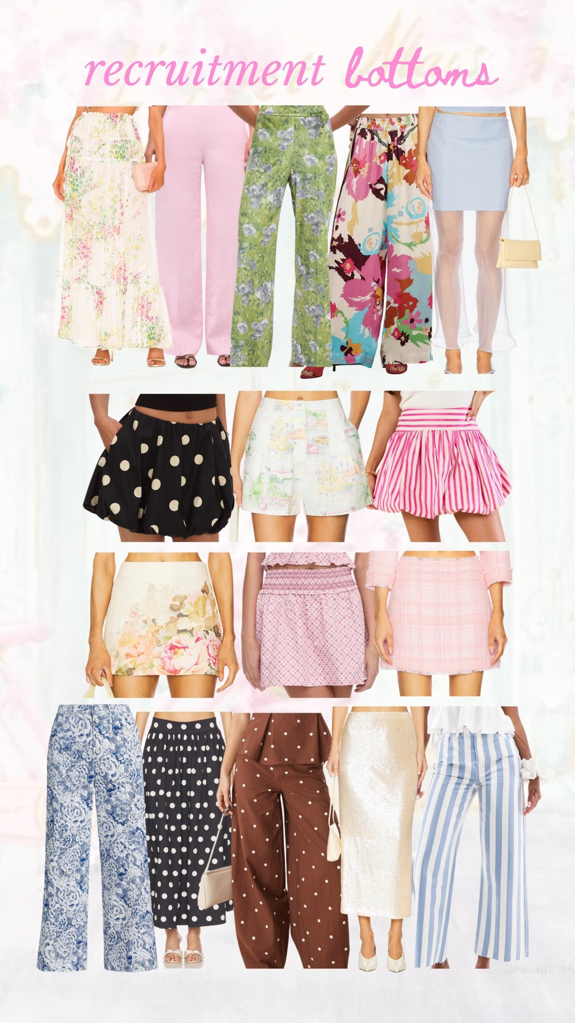 Recruitment bottoms!!!! Rush skirts!!! rush pants!!! Rush inspiration!!!!

#LTKStyleTip #LTKParties #LTKSeasonal