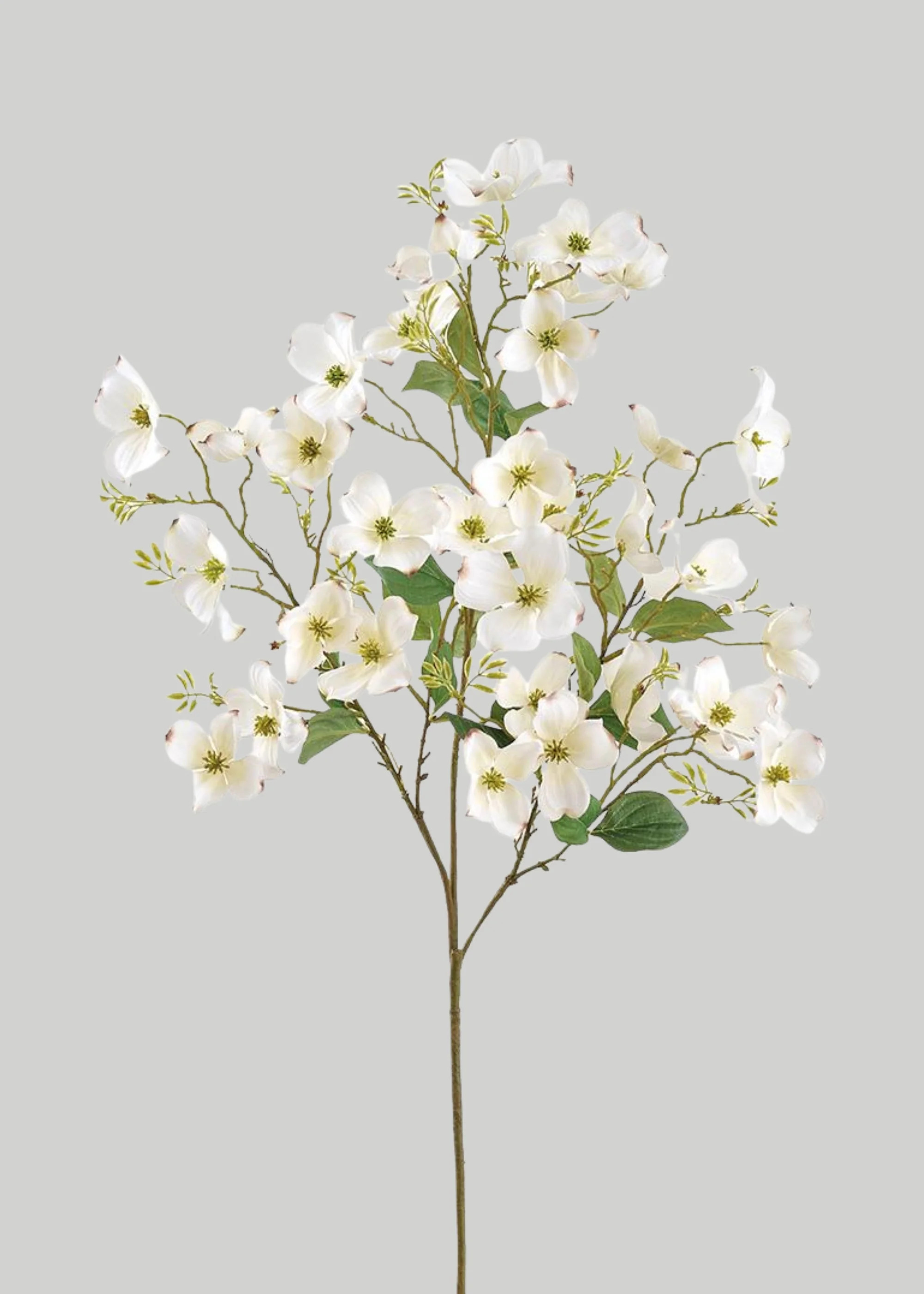 Artificial Blooming Dogwood Flower Branch in White - 44" | Afloral