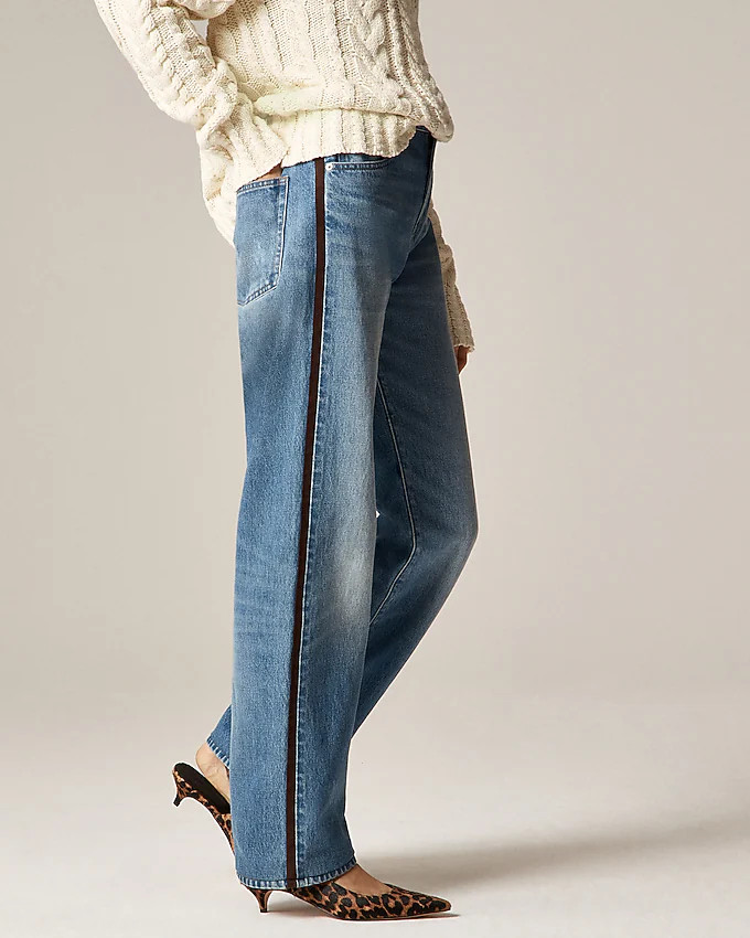 Mid-rise relaxed straight jean with suede stripe | J. Crew US