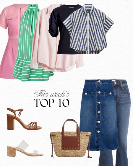 This week’s top 10 best sellers! Featuring one of my current obsessions: this L’AGENCE denim skirt. I am loving bright colored dresses like this pink denim mini dress or this striped halter dress — both are perfect for summer. Of course you can’t forget the caramel accessories and this straw tote is under $100! 

#LTKGiftGuide #LTKSaleAlert #LTKFindsUnder100